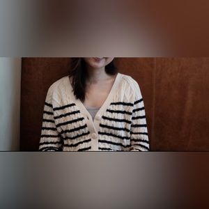 Sezane cotton striped cardigan